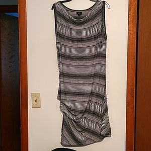 Valino black & white stripe asymmetrical dress XXL